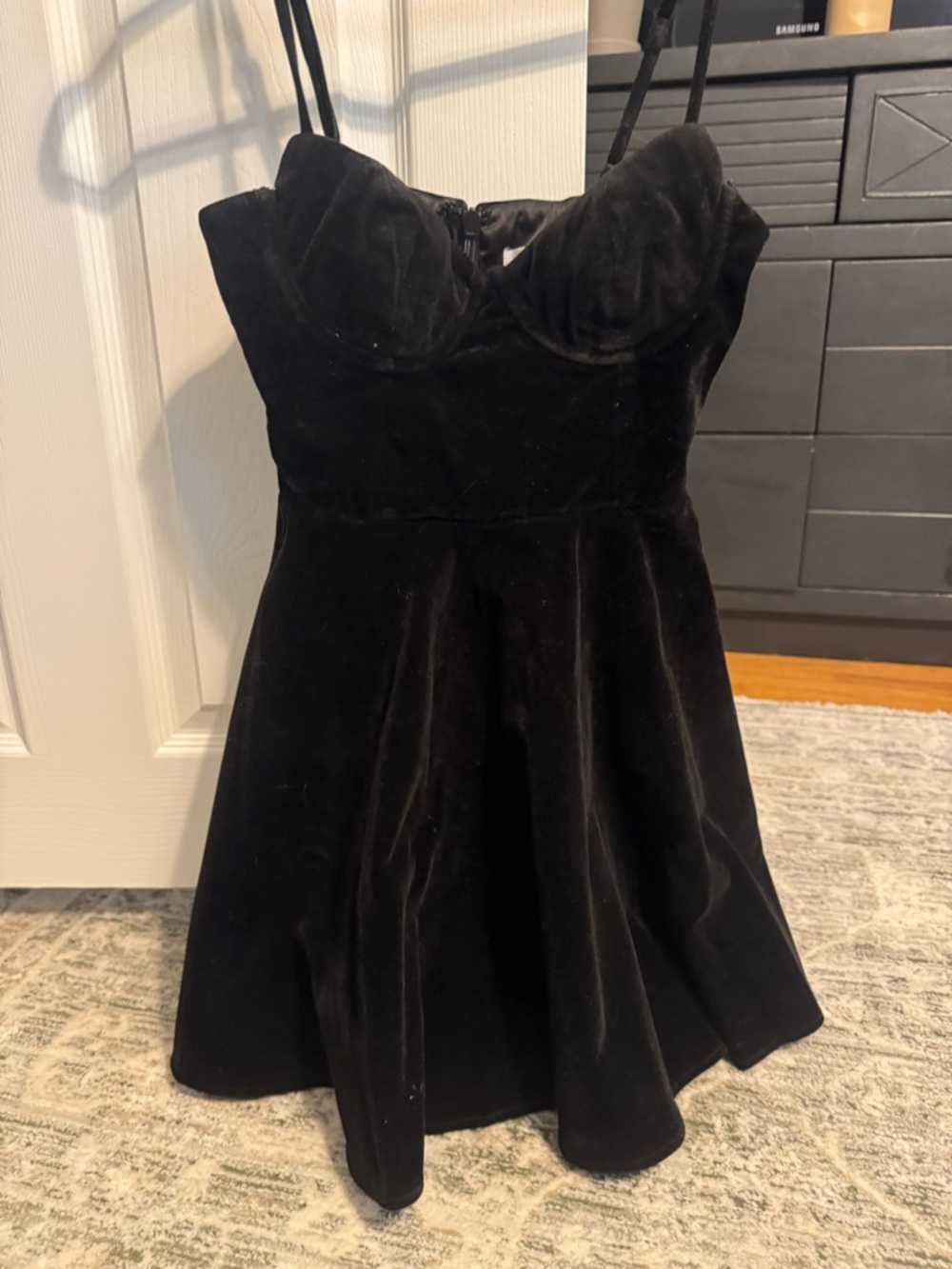 Women’s mini Black Velvet Party Dress - Classic A-Line size xs